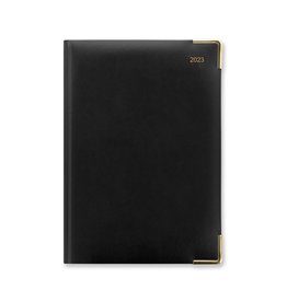 Letts 2023 Classic A5 Vertical Week to View with Appointments Diary -Black with Gold Corners