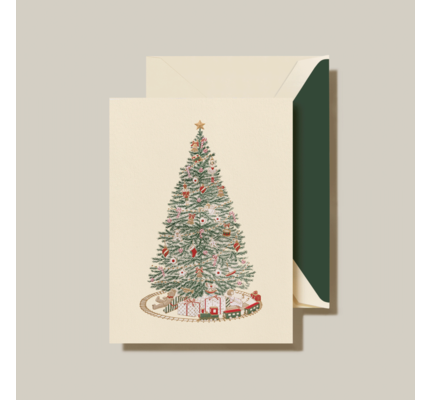 Crane Crane Engraved Christmas Morning Tree Holiday Greeting Cards