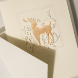 Crane Crane Engraved Woodland Reindeer Holiday Greeting Cards