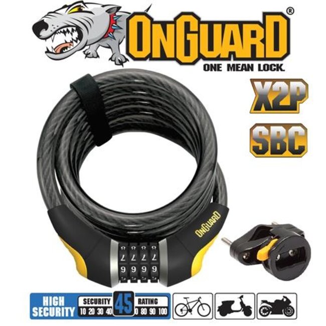 Onguard Doberman Series Coiled Cable Combo 185cm x 15mm
