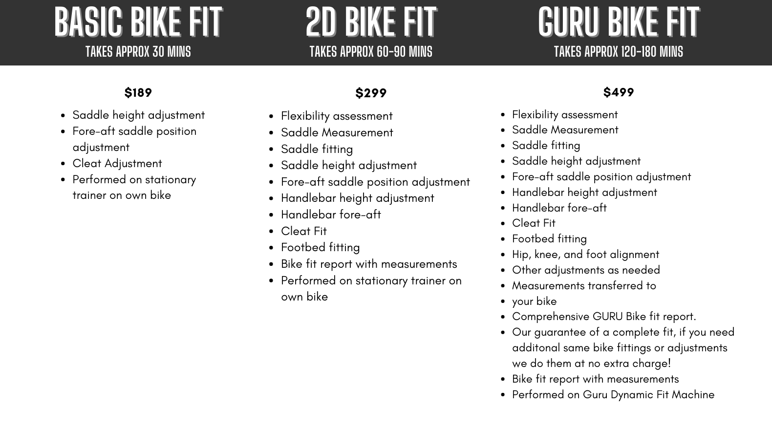 Total Rush Bike Fit services