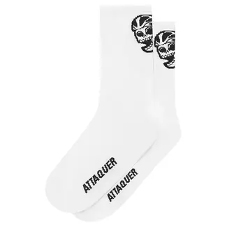 Attaquer Socks Big Skull Logo White
