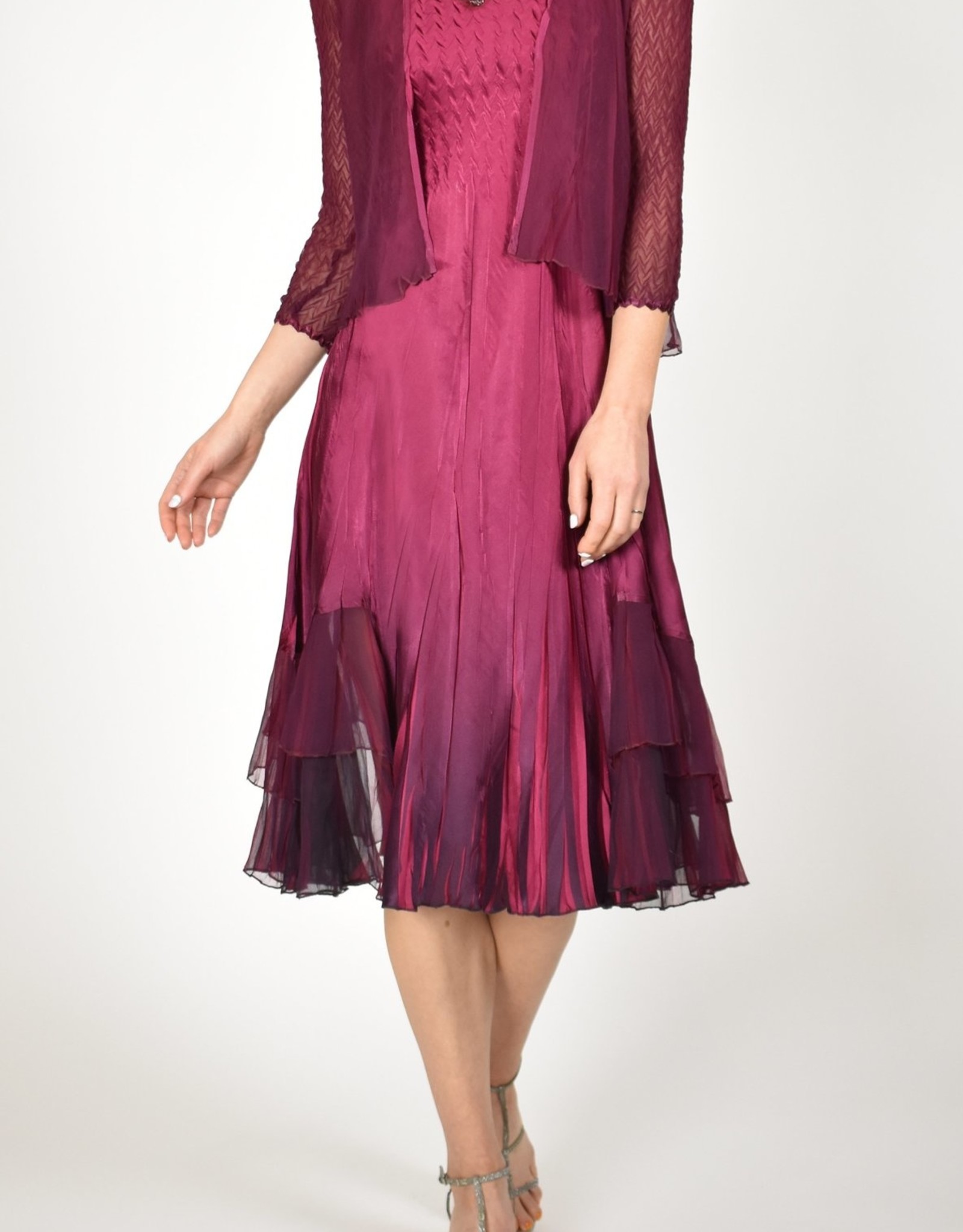 Komarov Red Plum Ombre Dress with Jacket