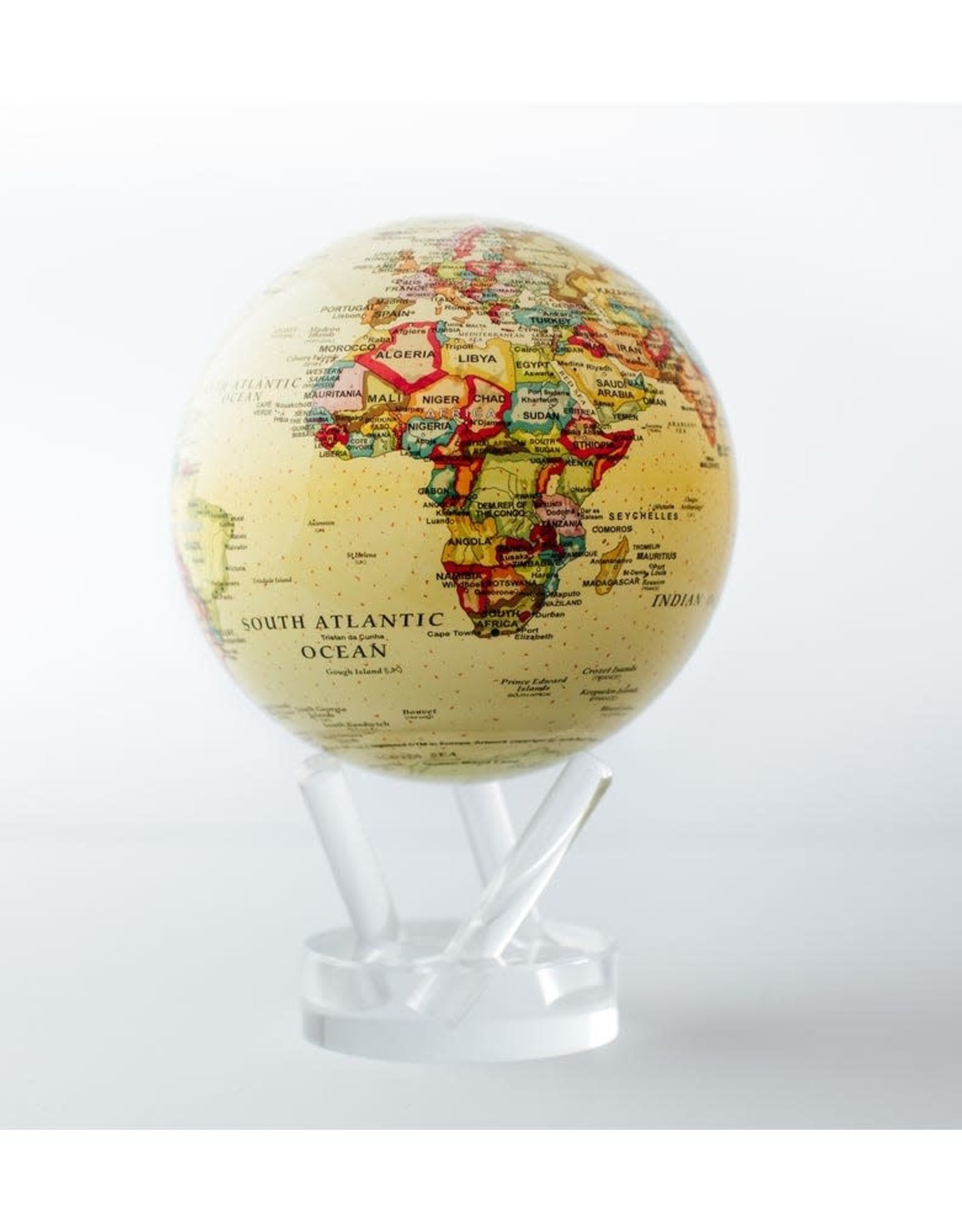 Mova YELLOW POLITICAL MAP WORLD GLOBE 4.5"