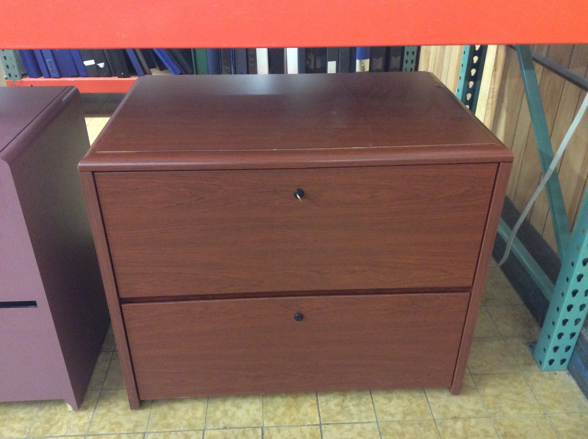 24x36x29 1/2" Cherry wood 2dr lateral file cabinet (2/12 ...