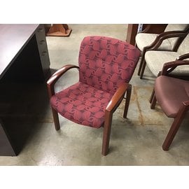 Red leaf pattern wood frame side chair (10/09/20)