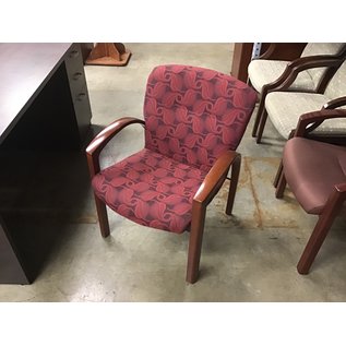 Red leaf pattern wood frame side chair (10/09/20)