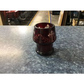 3 1/2” Glass deep red candle holder (5/18/21)