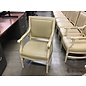 Blonde wood padded seat dining chair w/arms (8/31/21)