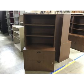 24x36x66” Dk brown wood 2dr lateral w/2 shelf bookcase (03/15/22