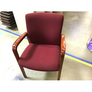 Maroon cloth wood frame side chair (10/13/22)