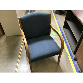 Blue cloth wood frame dining chair (4/6/23)