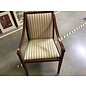 Light tan striped cloth side chair w/wood frame (5/4/23)