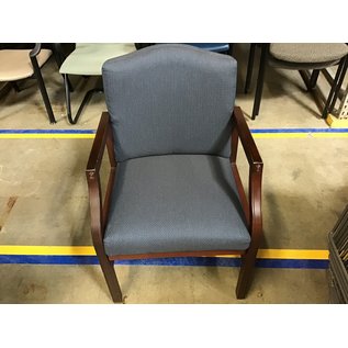 Blue cloth pattern wood frame side chair (5/4/23)