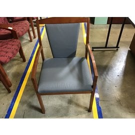 Blue cloth wood framed side chair (5/4/23)