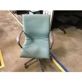 Teal green office chair- metal frame on castors 2/29/24