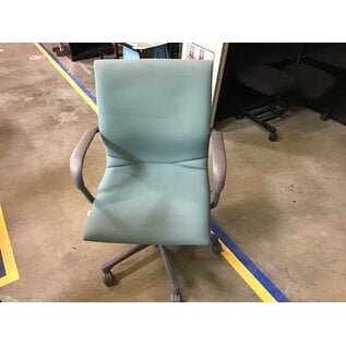 Teal green office chair- metal frame on castors 2/29/24