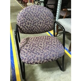 Purple Floral Cloth Black Metal Frame Side Chair 9/1/23