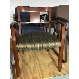 Gold Striped Cherry Frame Side Chair (9/6/23)