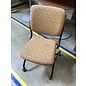 Tan Patterned Cloth Cushioned Chair Black Metal Frame On Castors 10/3/23