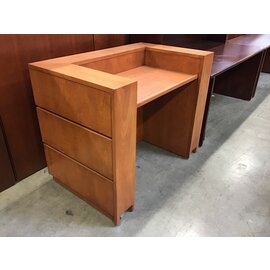 28 3/4x48 3/4x37” Oak color Podium on castors - scratched 10/17/23