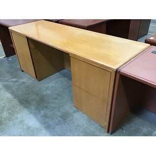 24x72x30 1/4” Lt oak color wood double pedestal 4 drawer credenza 10/17/23