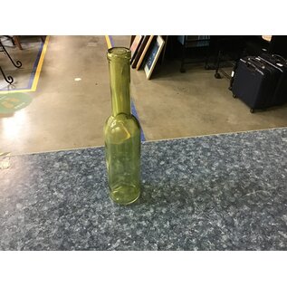 2x 9 1/2” Round Bottle Green Glass Vase 10/17/23