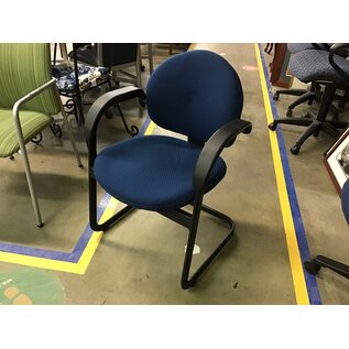 Dk blue padded metal sled base side chair 11/3/23