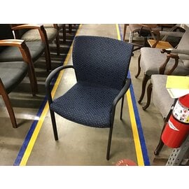 Blue/tan pattern metal frame side chair 11/3/23