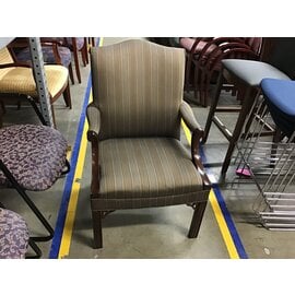Brown/beige Striped Padded Wood Frame Chair 12/12/23