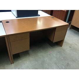 30x60x30” oak wood grain color laminate dbl pedestal desk 12/12/23