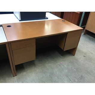 30x60x30” oak wood grain color laminate dbl pedestal desk 12/12/23
