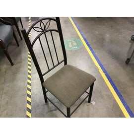 Brown cloth seat Dk. Brown metal frame chair (1/11/24)