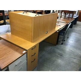 36x72” Light Oak Laminate Desk Left Pedestal Right Return 1/17/24