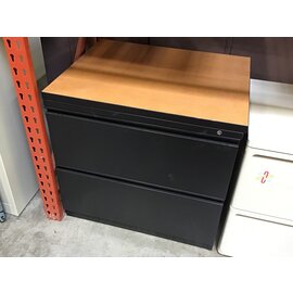 24x30x29” Black Metal 2 Drawer Filing Cabinet Wood Top 1/17/24