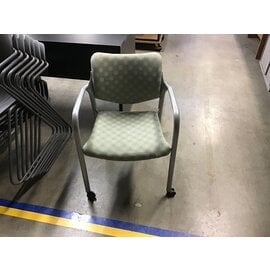 Green pattern silver frail side chair on castors 2/6/24