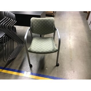 Green pattern silver frail side chair on castors 2/6/24