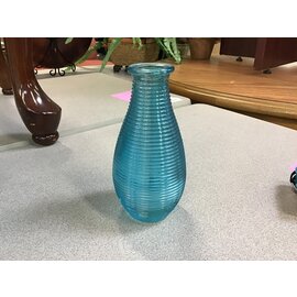 6” Blue Horizontal Texture Vase 2/8/24