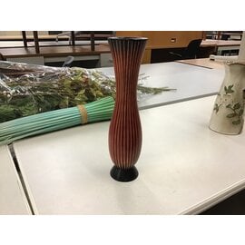 12” Red stripped decorative wood vase 2/13/24