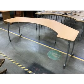 42x81x30” Crescent table on castors (Adjustable height down to 27 1/2” with spacer removal) 2/22/24
