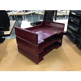 Red plastic 3 tier paper tray 3/8/24