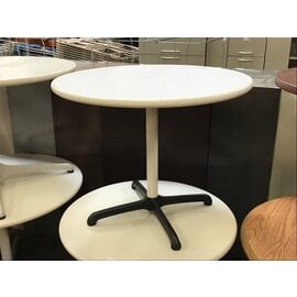 36” Grey top beige/black pedestal Steelcase round table 3/15/24