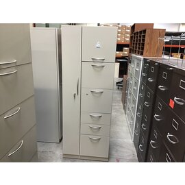 24x24x65 1/2” Beige Steelcase 5 drawer top shelf left locker filing/storage unit 3/18/24