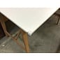 55x31x38 1/2” White top wood frame tall table - damaged corner 3/21/24