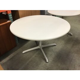 48” Round light beige table metal pedestal 3/22/24