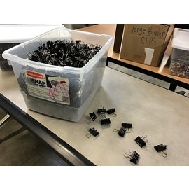 18 qt plastic tote of large black binder clips (no lid) 3/28/24
