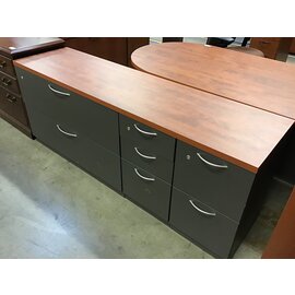 19x72x28 1/2” Wood laminate top grey metal 7 drawer file cabinet 4/2/24