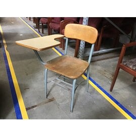 Wood school chair with right hand desk 4/9/24