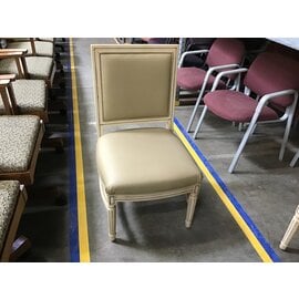 Off-white painted tan vinyl padded chair 4/10/24