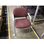 Maroon fabric grey metal frame side chair - some wear on arms 4/11/24